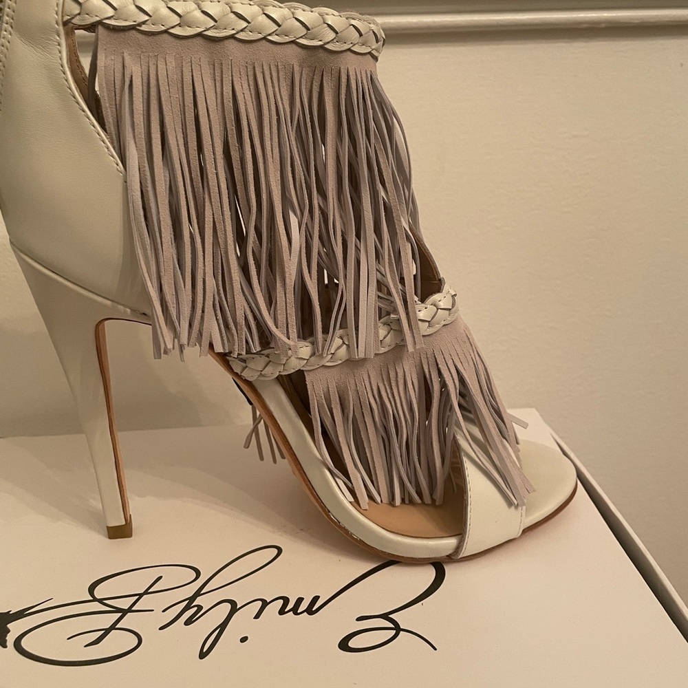 Emily B Billie in white heels